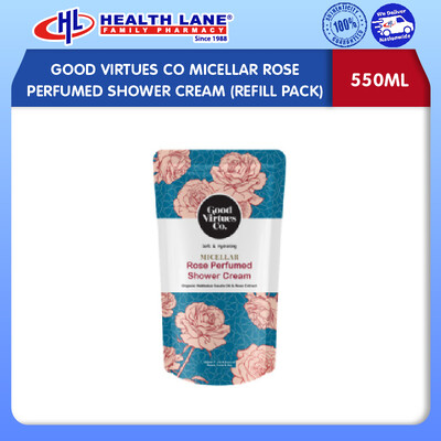 GOOD VIRTUES CO MICELLAR ROSE PERFUMED SHOWER KRIM (REFILL PACK) (550ML)
